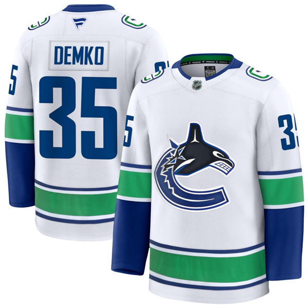Men's Vancouver Canucks #35 Thatcher Demko Fanatics Away White Player Jersey Men's Vancouver Canucks #35 Thatcher Demko Fanatics Away White Player Jersey